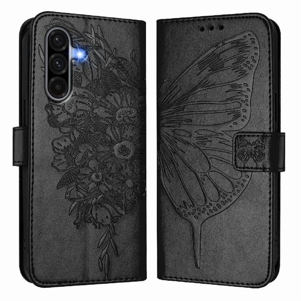Funda Cartera Mariposa Para Samsung Galaxy A36 5g Con Soporte Y Ranuras Para Tarjetas Negro