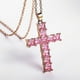 thumbnail image 1 of Elegant Pink Zircon Cross Necklace - Vintage Style Pendant Necklace in 925 Silver Plated, 1 of 5