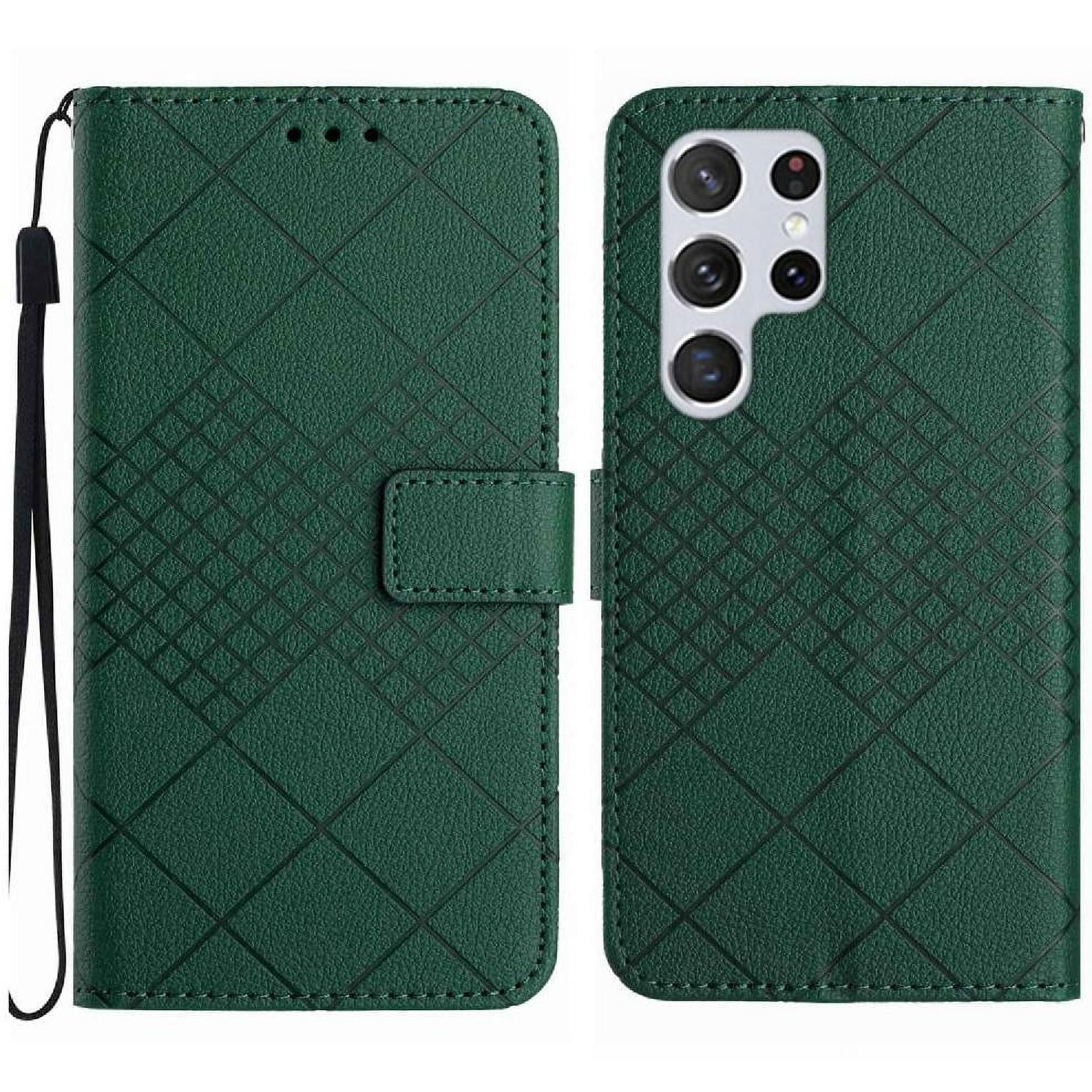 Foxdock - Funda Tipo Cartera Para Samsung Galaxy S24 Ultra Con Soporte Y Correa, Interior Tpu Antirrayas Verde
