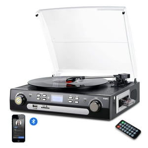 Tocadiscos Digitnow Bluetooth, Casete De Vinilo A Mp3, Color Negro