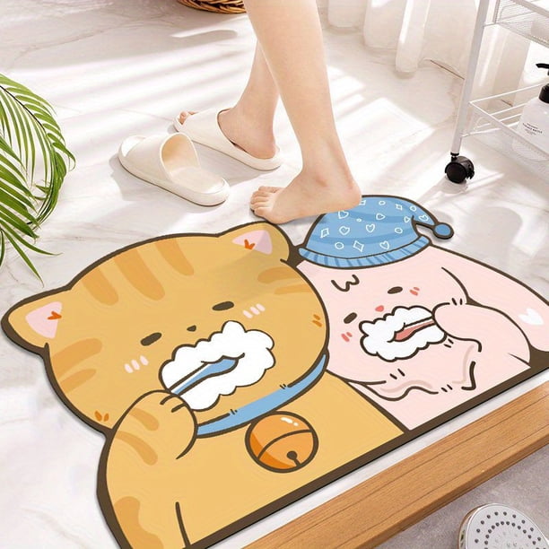 1pc Soft and Absorbent Cartoon Animal Bathmat - Anti-Skid and Durable Floor Rug for Home and Bathroom Decor