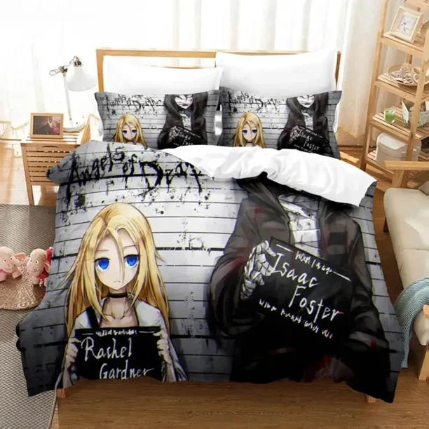 Angels of Death Bedding Set Boys Girls Size Duvet Cover Pillowcase Bed Kids Adult Fashion Home Textileextile Bed Sheets