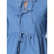 thumbnail image 5 of INSPIRE CHIC Blusas de Mezclilla para Mujer con Lazo Frontal, Mangas Abullonadas, Volante en el Bajo, Blusa Peplum, Camisas de Jean 2XL Azul Claro, 5 of 6