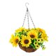 thumbnail image 2 of Flores artificiales en cesta colgante, girasoles de seda artificial, maceta para patio, celebración de novia, decoración de jardín de baño de flores, 2 of 5