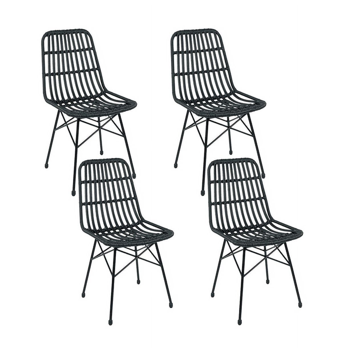 Klik Muebles - Pack De 4 Sillas De Comedor Terraza Rattan Grecia Color Negro