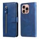 thumbnail image 1 of Funda tipo cartera para iPhone 16 Pro con bolsillo con cremallera y ranuras para tarjetas – Función de soporte Azul, 1 of 6