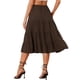 thumbnail image 3 of INSPIRE CHIC Falda Midi para Mujer Regreso a Clases Cintura Elástica Sólida Falda Acampanada Línea A con Bolsillos Marrón S, 3 of 6