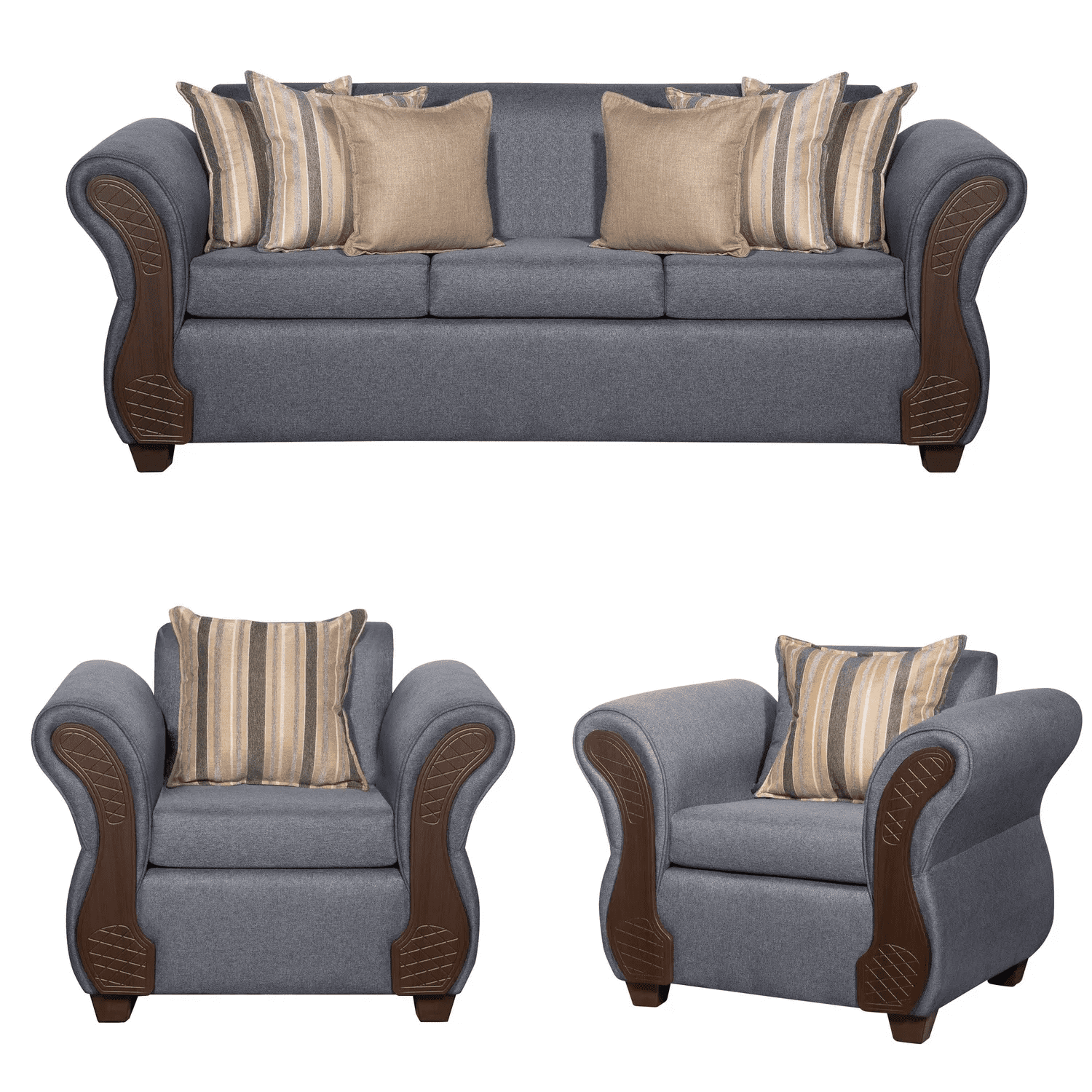 Ruzam Mobel - Juego De Living 3-1-1 Marsella Gris