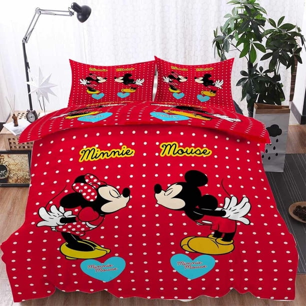 Blue Love Mouse Duvet Quilt Covers Pillow Case Bedding Sets3-Piece Bedding Set (1 Duvet Cover + 2 Pillow Shams)