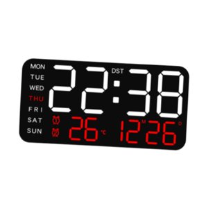 Bothyi - Reloj Despertador Digital Con Fecha, Pantalla Grande, Despertador Led Para Dormitorio, Escritorio, Hogar, Blanco Con Luz Roja