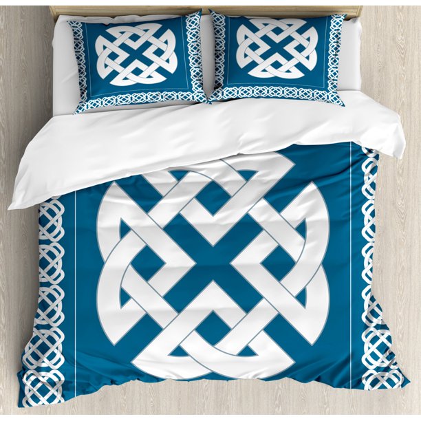 v2869 Bed Sheets Celtic King/Queen Size Duvet Cover Set Astronomical Druidic Symbol of A Mythical Dragon Illustration Polyester Comforter Cover 3-Piece Bedding Set (1 Duvet Cover + 2 Pillow Shams) Bed