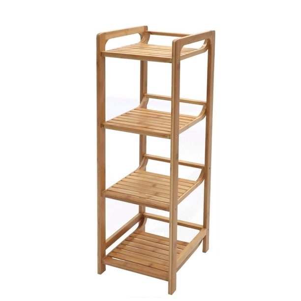 Estantería de Baño Cocina 4 Niveles Rack Organizador del Hogar Madera Natural