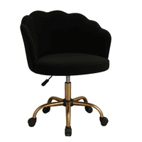 Habita2 Chile - Silla De Escritorio Ostra Acolchada Felpa Base Giratoria Dorada - Negra