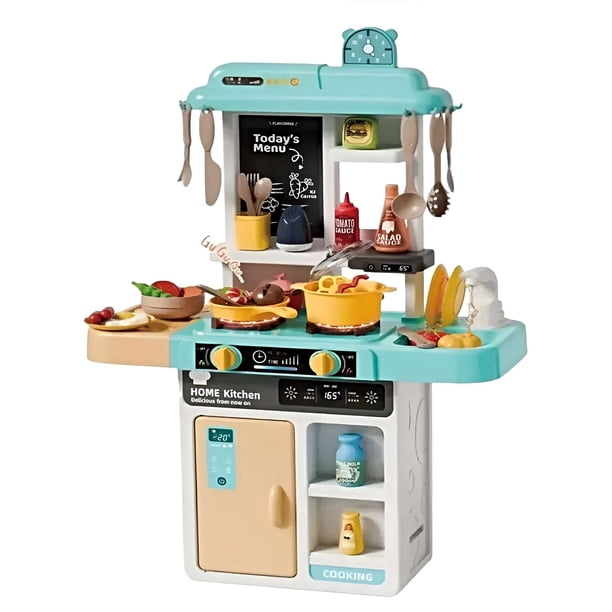 Set de Cocina Fashionable Kitchen para Niños con Grifo de Agua y Alimentos Térmicos – 43 Accesorios verde