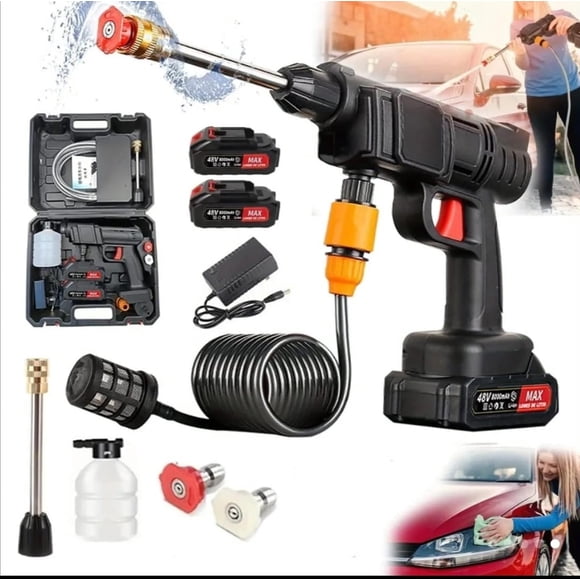 Hidrolavadora Portatil Inalambrica 48V Potencia Recargable + 2 Baterias Y Accesorios