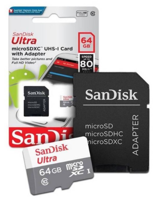Memoria Micro Sd Sandisk Ultra 64Gb + Adaptador