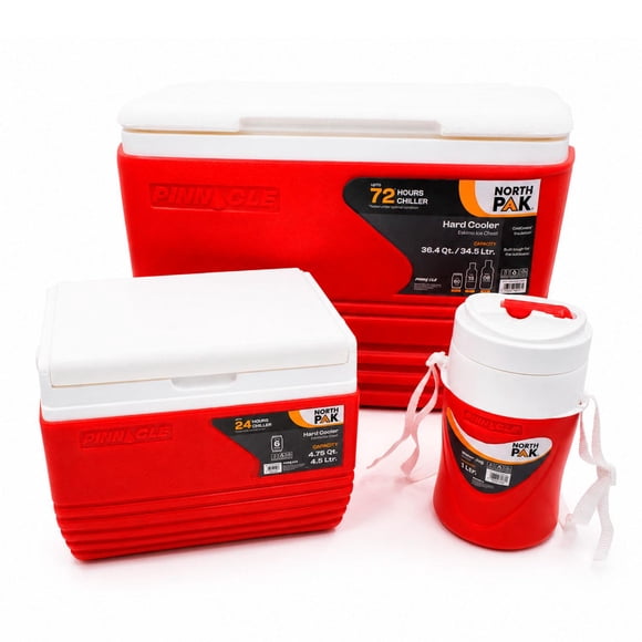 Combo Set Cooler 3 piezas 34L + 4.5L + 1L Rojo NorthPak