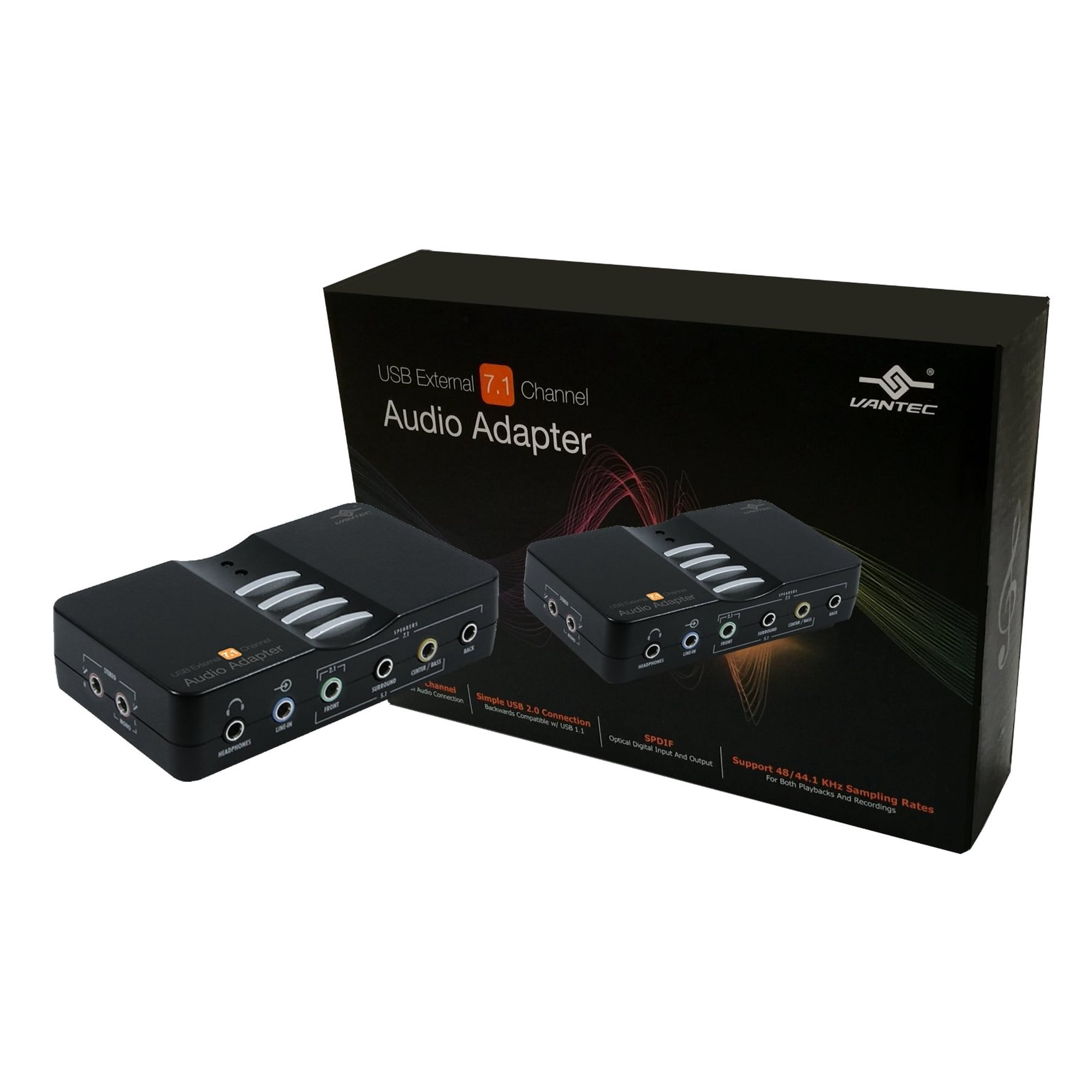 Adaptador De Audio Vantec Nba-200u Usb Externo 7.1 Canales Negro