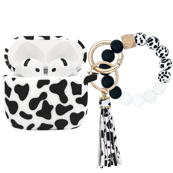 Funda PowerDriver de Silicona con Estampado de Vaca y Cordón para AirPods 4