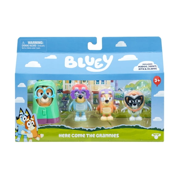 Pack de 4 Figuras de Bluey Aquí Llegan Las Abuelas 6-7,6 cm