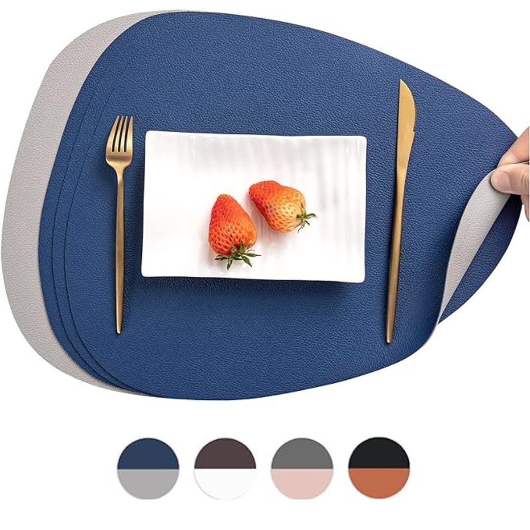 Aura Zeus - Set 4 Individuales Ecocuero Impermeables Antimanchas Reversibles