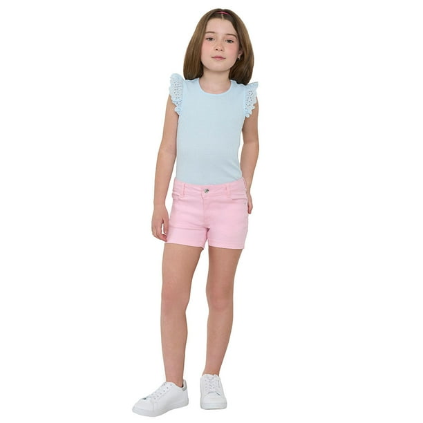 Short Niña Kids Denim Bolsillos Color Rosado Corona