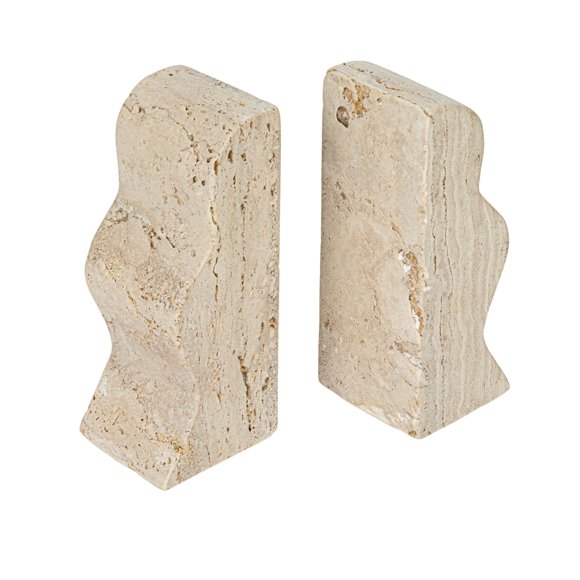 Porta libros Creative Co-Op de travertino natural con ola de 11 cm