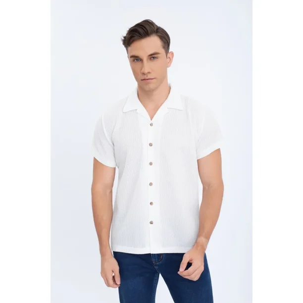Camisa Hombre Texturizada Fit Verano Fashion Calidad 0172