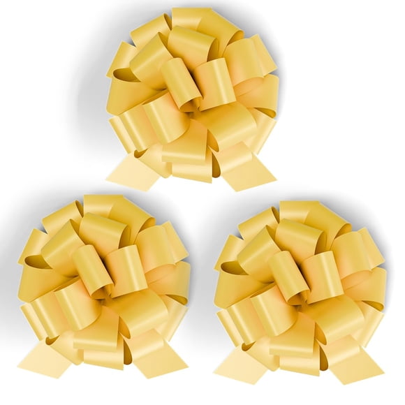 Lazos de regalo InstaBows 20 cm amarillo satín - Pack de 3