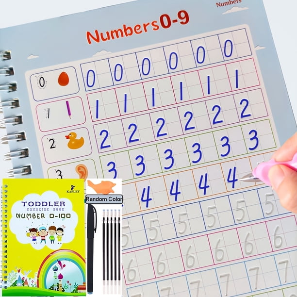 Reusable Learning Math English 3D Calligraphy Book Drawing Copybook Numbers Education For Kids Letter Practice Toy Gifts