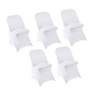 Bothyi - 5 Fundas Protectoras De Licra Para Sillas Plegables, Para Eventos Especiales, Bodas, Color Blanco.