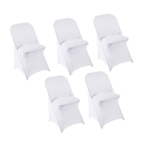 Bothyi - 5 Fundas Protectoras De Licra Para Sillas Plegables, Para Eventos Especiales, Bodas, Color Blanco.