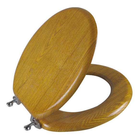Asiento de Inodoro Ángel Escudo Redondo de Madera de Roble 44x36x5 cm 2.5 kg