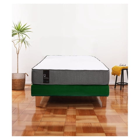 Latam Home - Cama Europea Zen Best 1.5 Plaza Colchon Resortes Base Dividida Tela Verde