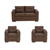 Muebles América - Living Franco 211 Cuero Auris Café