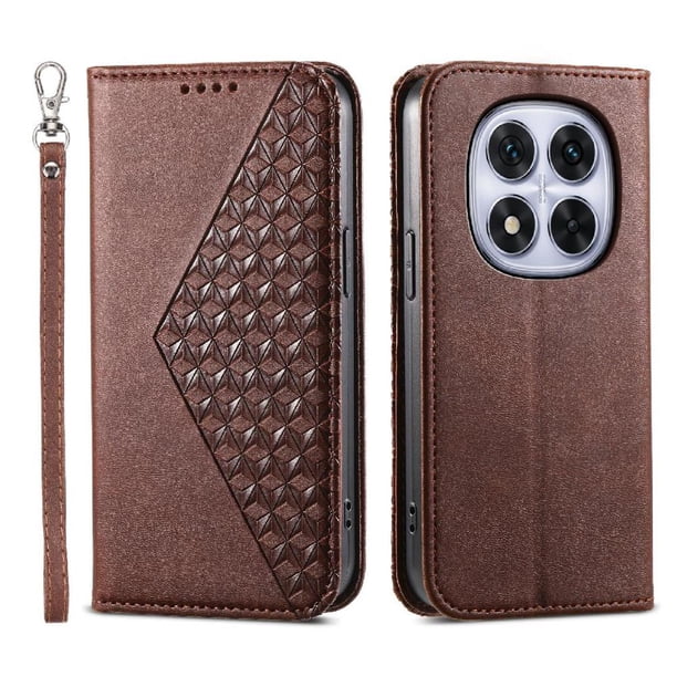 Funda Flip FOXDOCK para Xiaomi Redmi Note 15 Pro , Estilo Billetera con Diseño Rombo, Correa de Mano y Soporte, Uso Diario