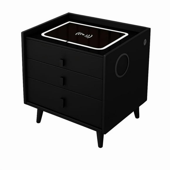 Velador Inteligente Smart 2.0 Negro | Mesa de Noche con USB y Luz Incorporada