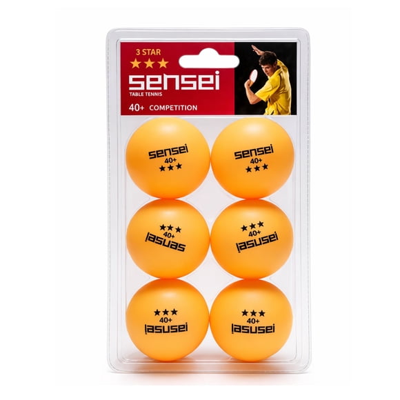 Pelotas Ping Pong Sensei 3 Estrellas ABS 40mm Pack 6