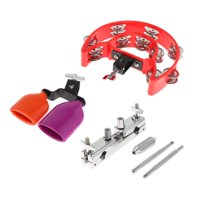 Magideal - Juego De Tambor De Campana De Pandereta Con Abrazadera, Bloque De Plástico, Acompañamiento De Música Musical De Metal Con Perno De Montaje, Bloque De B