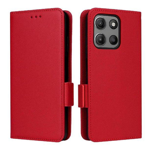 Funda Cartera para Motorola Moto G17 Power Tapa Flip con Ranuras y Soporte Rojo
