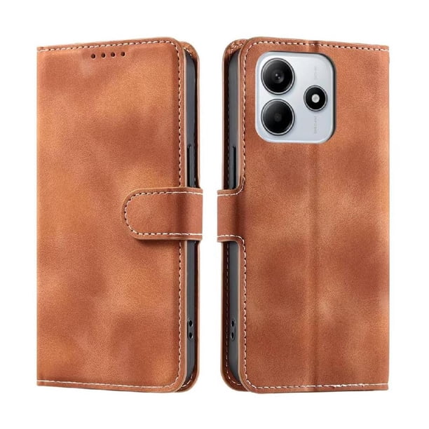 Funda Cartera para Xiaomi POCO M7 Pro 5G Tapa con Ranuras, Soporte y Correa Marrón