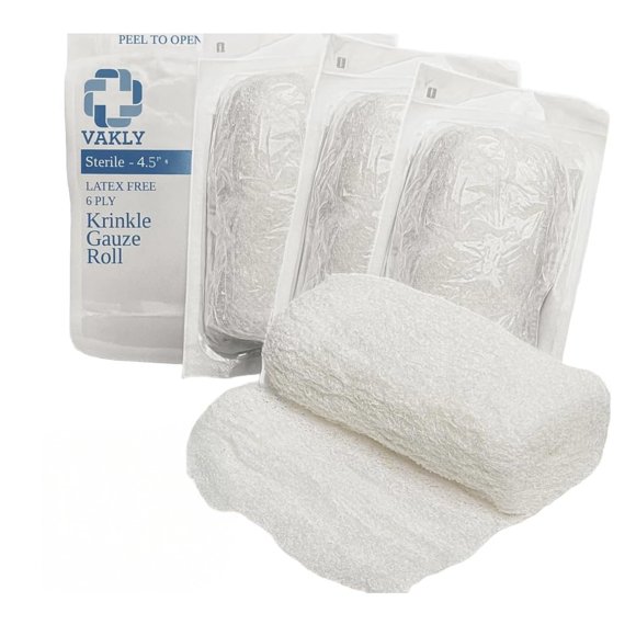 Rollos de gasa estéril Vakly 11 cm x 103 cm 6 capas - Pack de 5