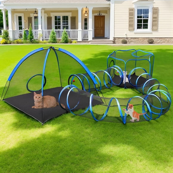 Casa para Gatos Tivray 4‑en‑1 Portátil – Tienda, Corral Hexagonal y Túneles