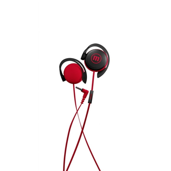 Audífonos Maxell De Gancho EC-155 Con Micrófono Rojo
