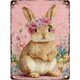 thumbnail image 1 of Letrero estaño conejo Pascua retro conejo vintage metal hogar jardín sala decoración pared Pascua 20x30cm, 1 of 6