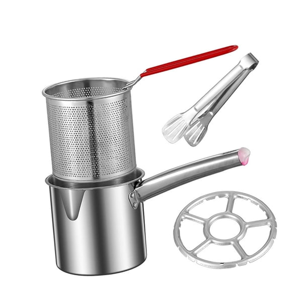 Olla freidora, sartén, utensilios de cocina antiadherentes prácticos, freidora Tempura japonesa con cesta coladora para freír en la cocina casera rejilla para cestas1.8L