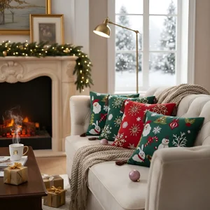 Casadeliacl - 4Pcs Funda De Cojín De Sofá De Navidad De 45X45Cm Decoración Rojo Y Verde