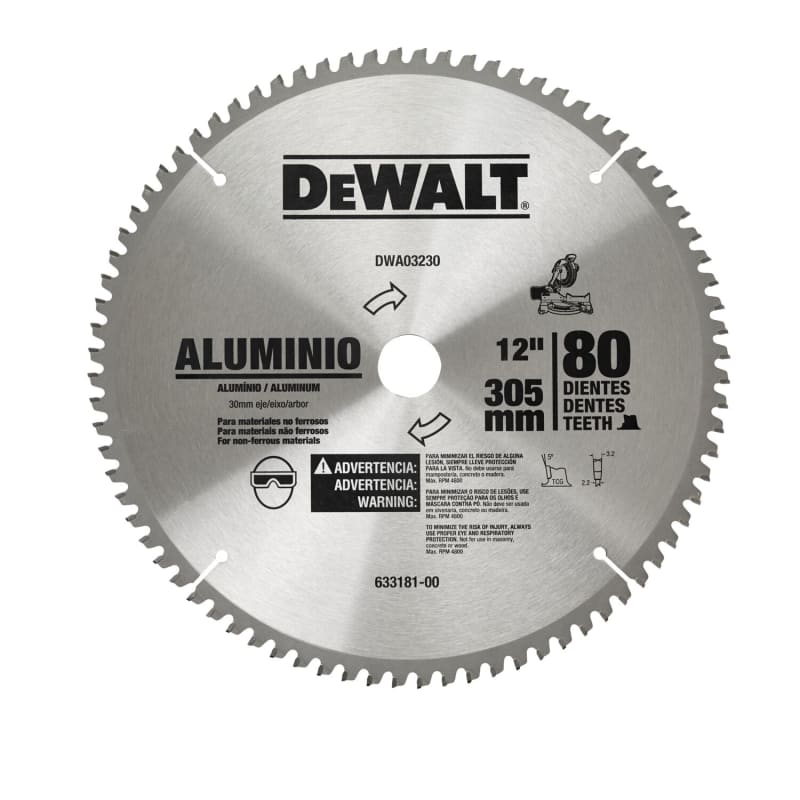 Disco Sierra Dewalt 12"" 80 Dts Eje 30Mm Dwa03230
