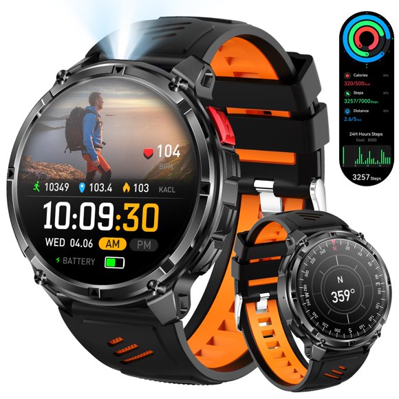Reloj inteligente FESMEY con brújula y llamadas Bluetooth, fitness