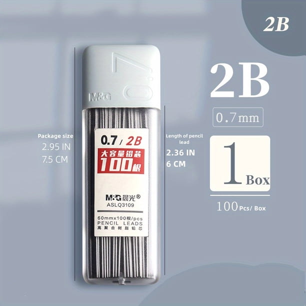 Upgrade Your Writing Experience with 100pcs/box 0.5mm/0.7mm 2B/HB Automatic Pencil Refill - Large Capacity and Durable, Perfect for Students